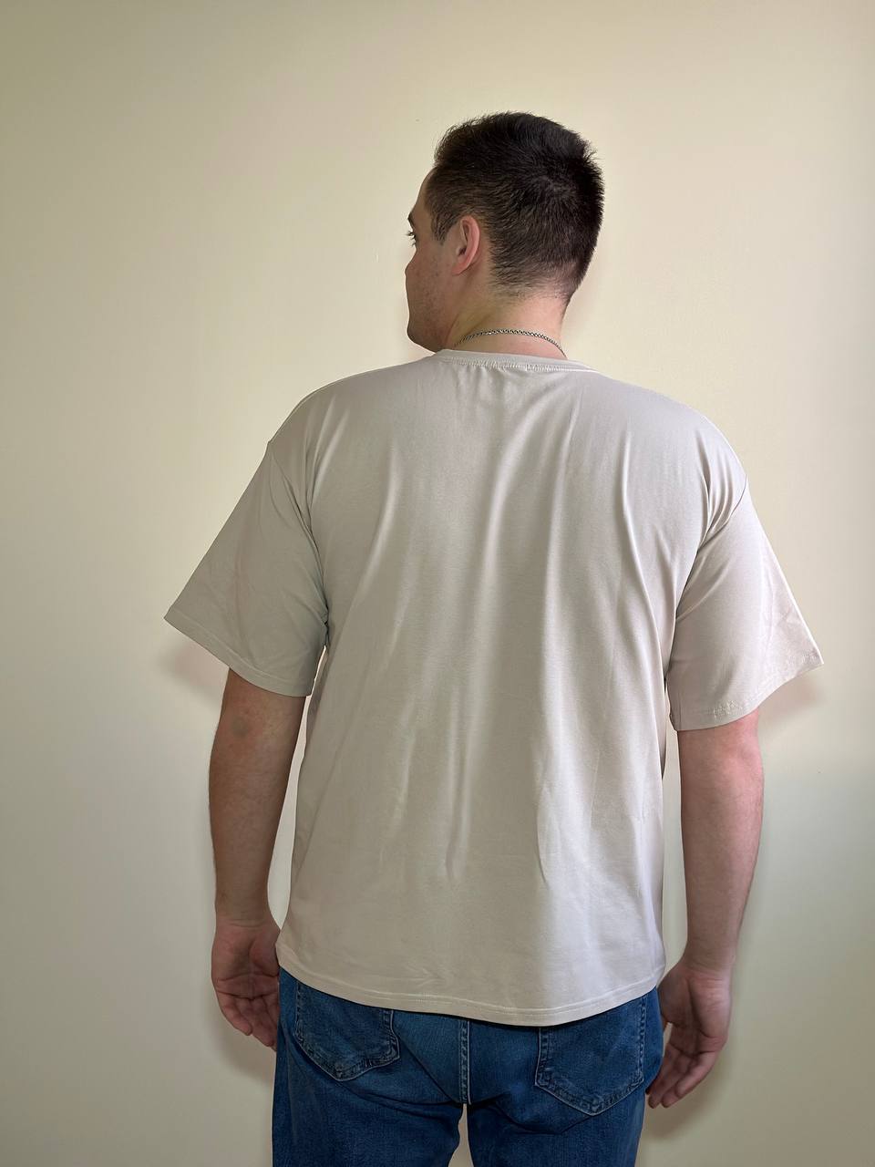 Бежевая футболка Oversize "ALLAZY" реальное фото